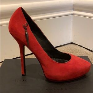 Red platform rock & republic high heels